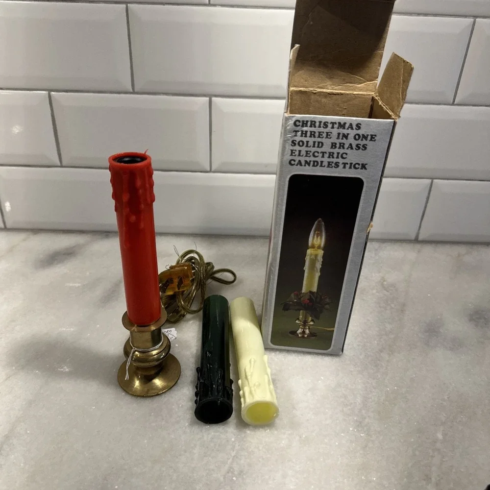 Vintage Brass Electric Candle 3 In 1 Color‎ Change Candle/Window Light